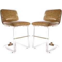 Vintage Pair of Lion In Frost Bar Stools