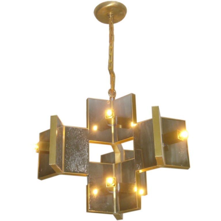 Sciolari Mixed Metal Cubist Chandelier