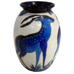 Charles Catteau French Art Deco Deer Vase