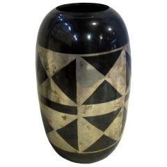 French Art Deco Geometric Dinanderie Vase