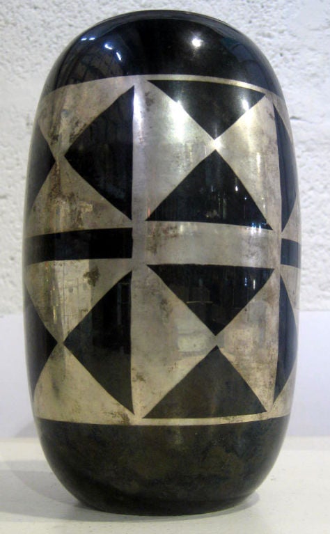 French Art Deco Geometric Dinanderie Vase