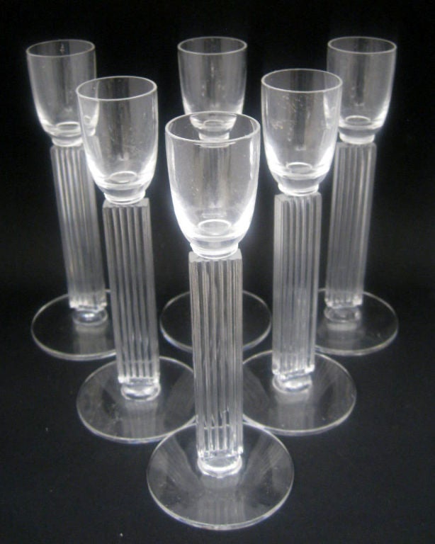 Set of Six Walter Dorwin Teague American Art Deco Cordial Stems