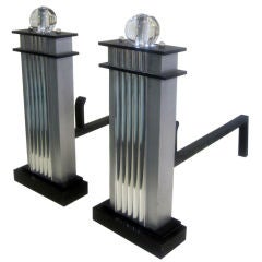 American Art Deco Skyscraper Andirons