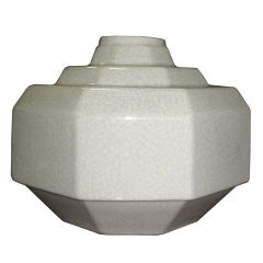Boch Freres Belgian Art Deco White Geometric Craqueleure Vase