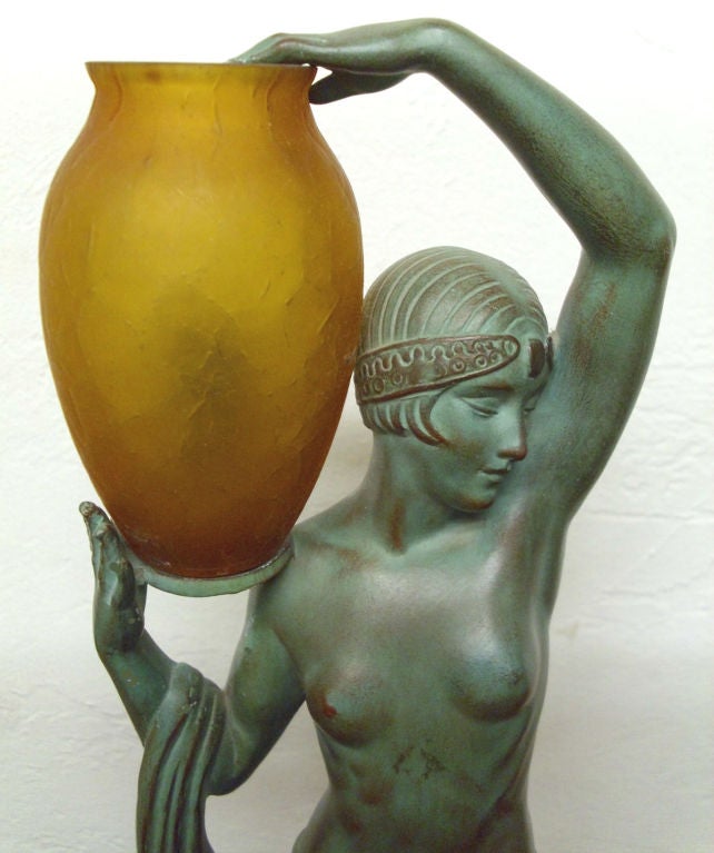 Bronze French Art Deco Figural Statue by Pierre Le Faguays For Sale