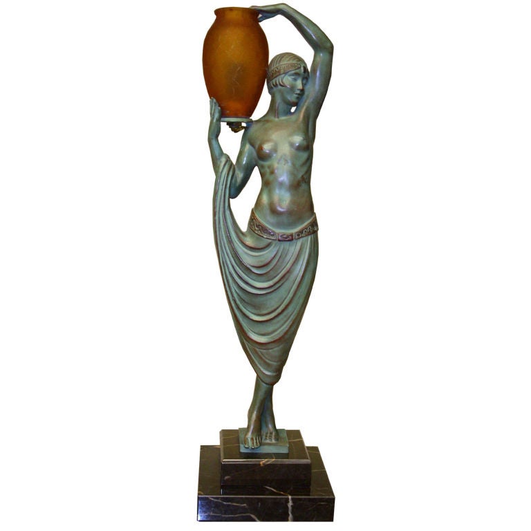 French Art Deco Figural Statue by Pierre Le Faguays For Sale