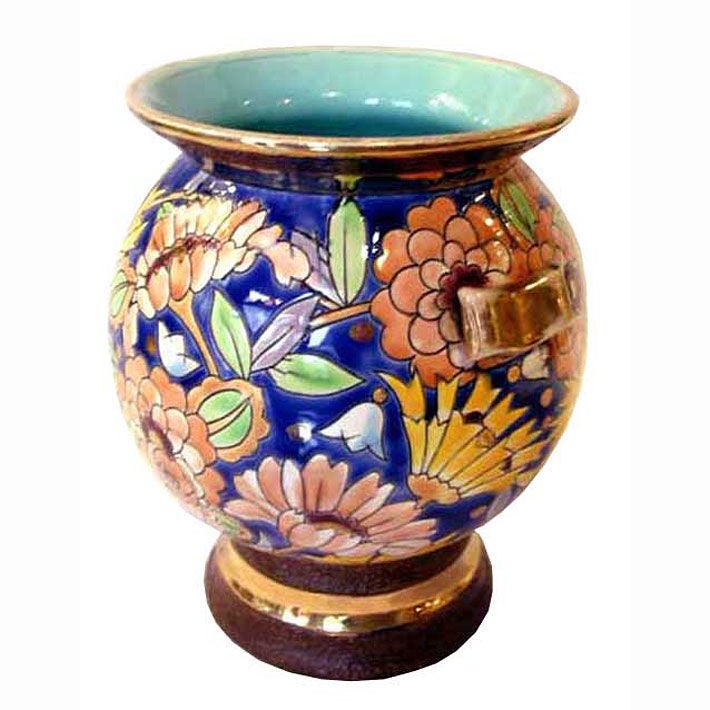 Boch Freres Belgian Art Deco Flowered Vase For Sale