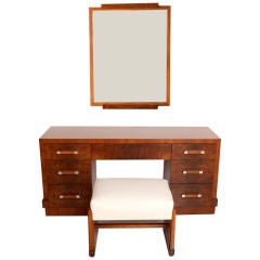 Donald Deskey American Art Deco AMODEC Vanity Mirror and Bench