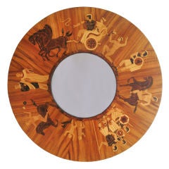 Swedish Art Deco marquetry wall mirror by Mjolby Intarsia.