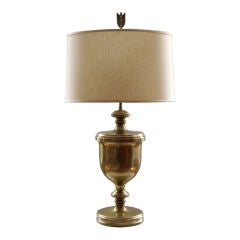 Vintage Large bronze table lamp finely detailed with fletching finial.