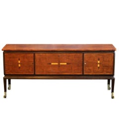 Exquisite Swedish Art Deco parquetry cabinet with carved gilwood