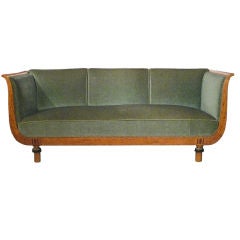 Vintage Swedish Art Deco birch upholstered sofa Axel Einar Hjorth