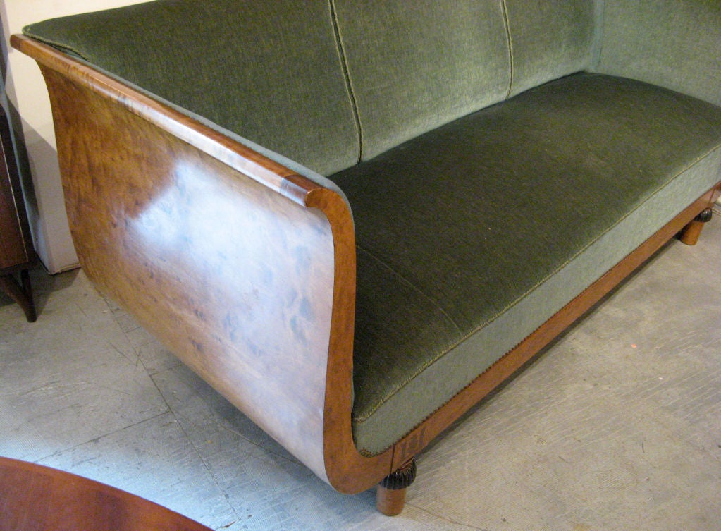 Swedish Art Deco birch upholstered sofa Axel Einar Hjorth 3