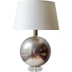 Large Scale Nickel Plated Steel Table Lamp with Lucite Base