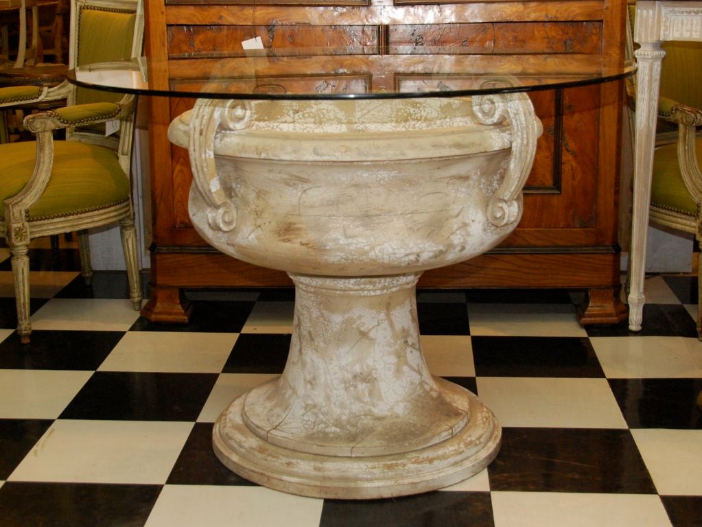 White washed wooden urn