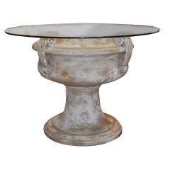 White washed wooden urn