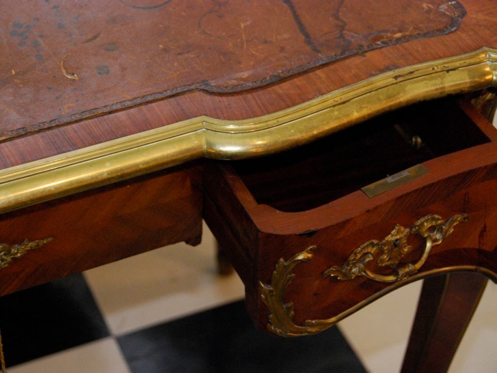 Inlay Louis XV style bureau plat For Sale