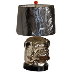 Vintage Mercury glass bull dog lamp