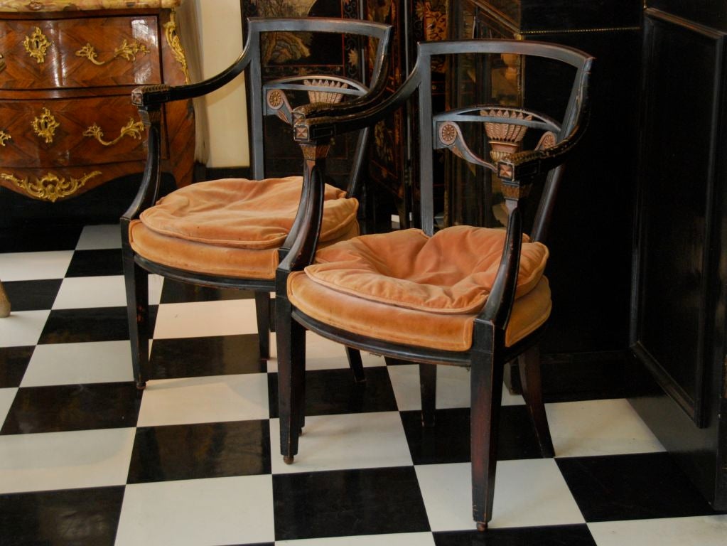 French Empire style arm chairs