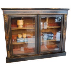 Antique French ebonized glass front cabinet
