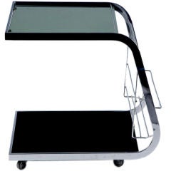 Chrome and Smoked Glass Bar Cart by Jacques Dumond