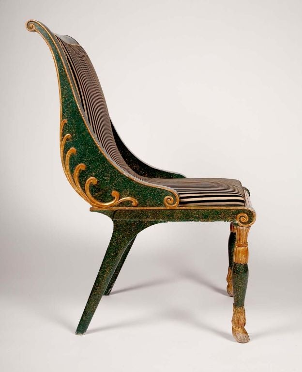 Pair of French Empire Style Painted Chairs at 1stdibs