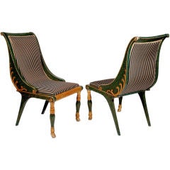 Pair of French Empire Style Painted Chairs