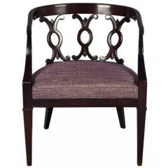 Ebonized Mahogany Fretwork Chair by Drexel