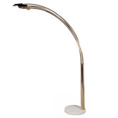 Italian Brass and Marble 6 Arm Arc Floor Lamp