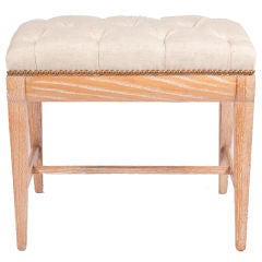 Cerused Oak Bench with Tufted Seat