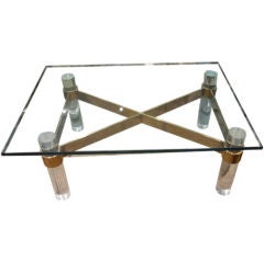 Lucite and Brass Coffee Table