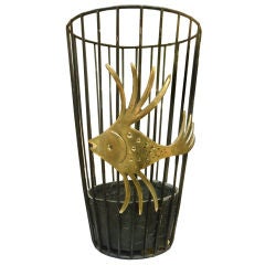 Unique Austrian Iron and Brass Umbrella Stand By Walter Bosse