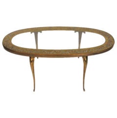 Eglomise and Brass Oval Coffee Table