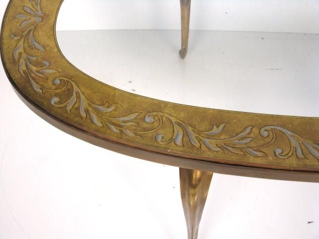 Eglomise and Brass Oval Coffee Table