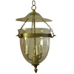 Smoke Bell Brass and Glass Pendant Ceiling Fixture