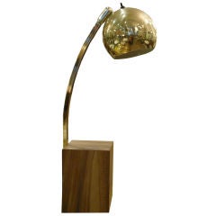 Brass and Wood Arc  Desk Lamp