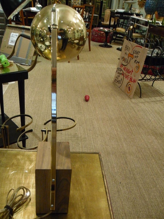 Brass and Wood Arc  Desk Lamp 3