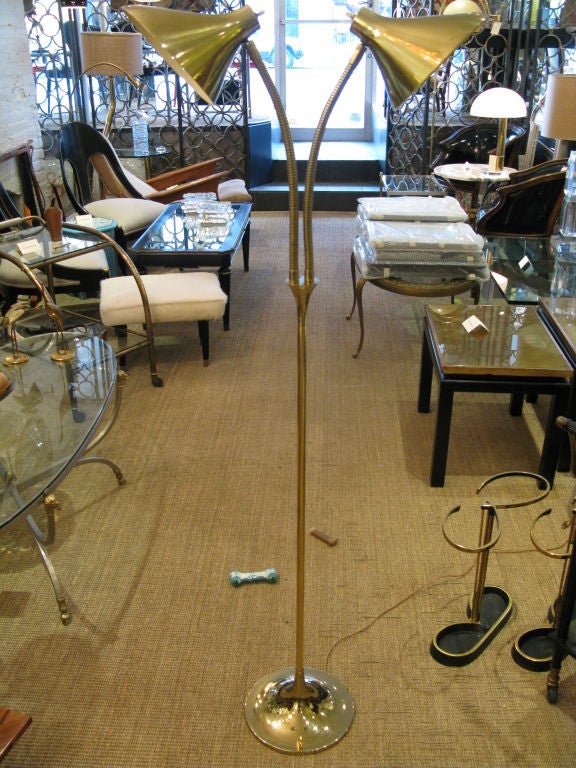 Mid Century Double Gooseneck Arm Laurel Standing Lamp 1