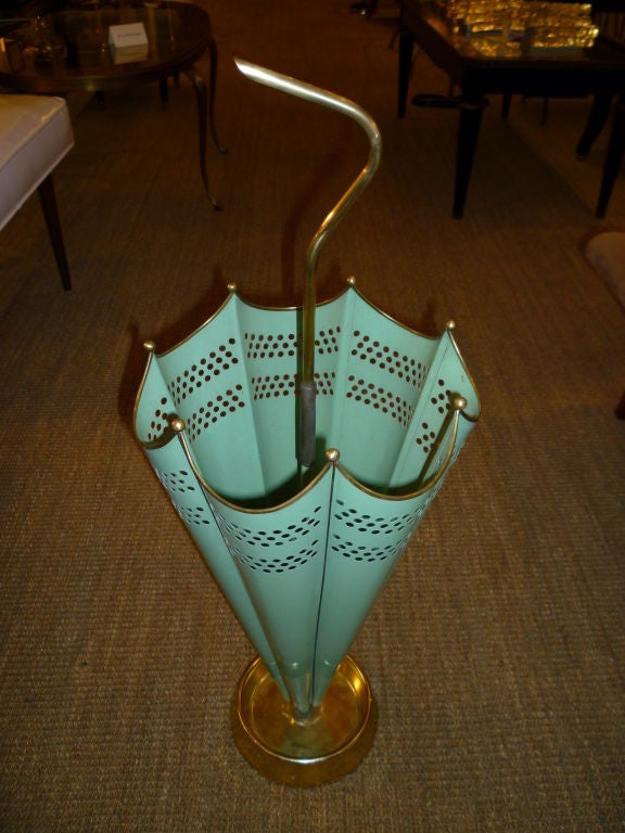 Austrian Brass and Tole Umbrella-Shaped Umbrella Stand