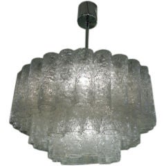 Three Tier Tubular Glass Chandelier by De Majo  , Italian