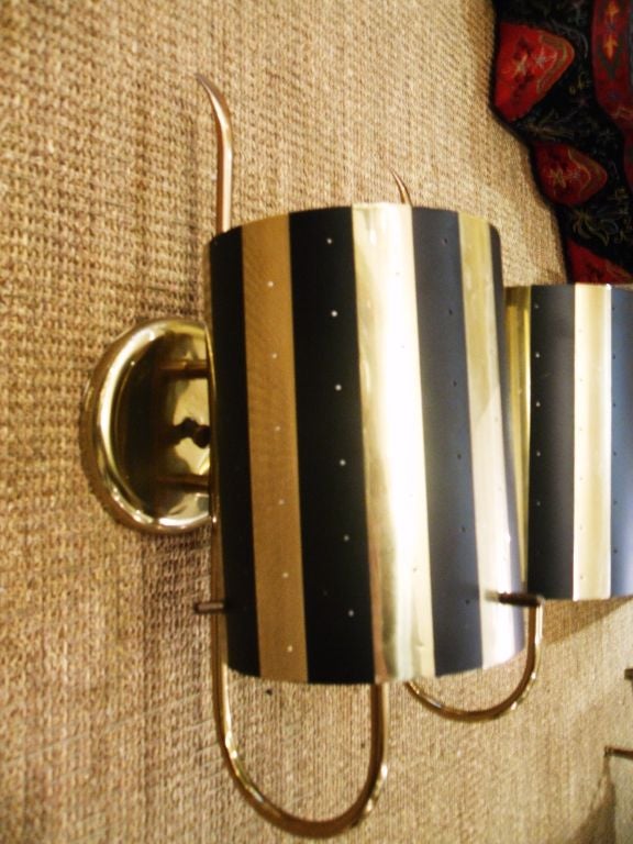Brass and Black Mid-Century Sconce