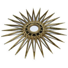 Large Handcarved Starburst Gilt Mirror