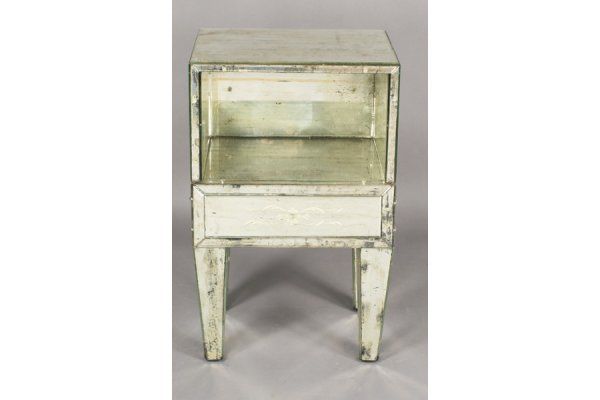 Pair of Venetian Distressed Mirror Nightstands/ End Tables