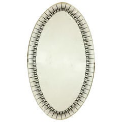 Art Deco Oval Mirror With Etched Detail