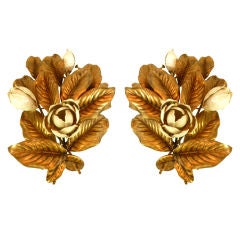 Pair of Backlit Magnolia Leaf Sconces