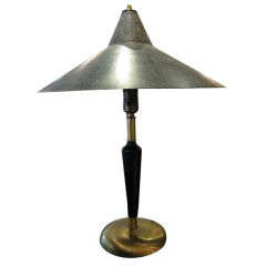 Brass Black Table Lamp with Fiberglass Shade