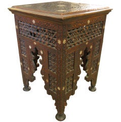 19th Century Mahogany Mother of Pearl Inlaid Moroccan Table