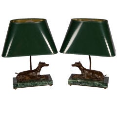 French Bronze Lamps of Greyhounds