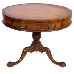 English Leather Topped Drum Table