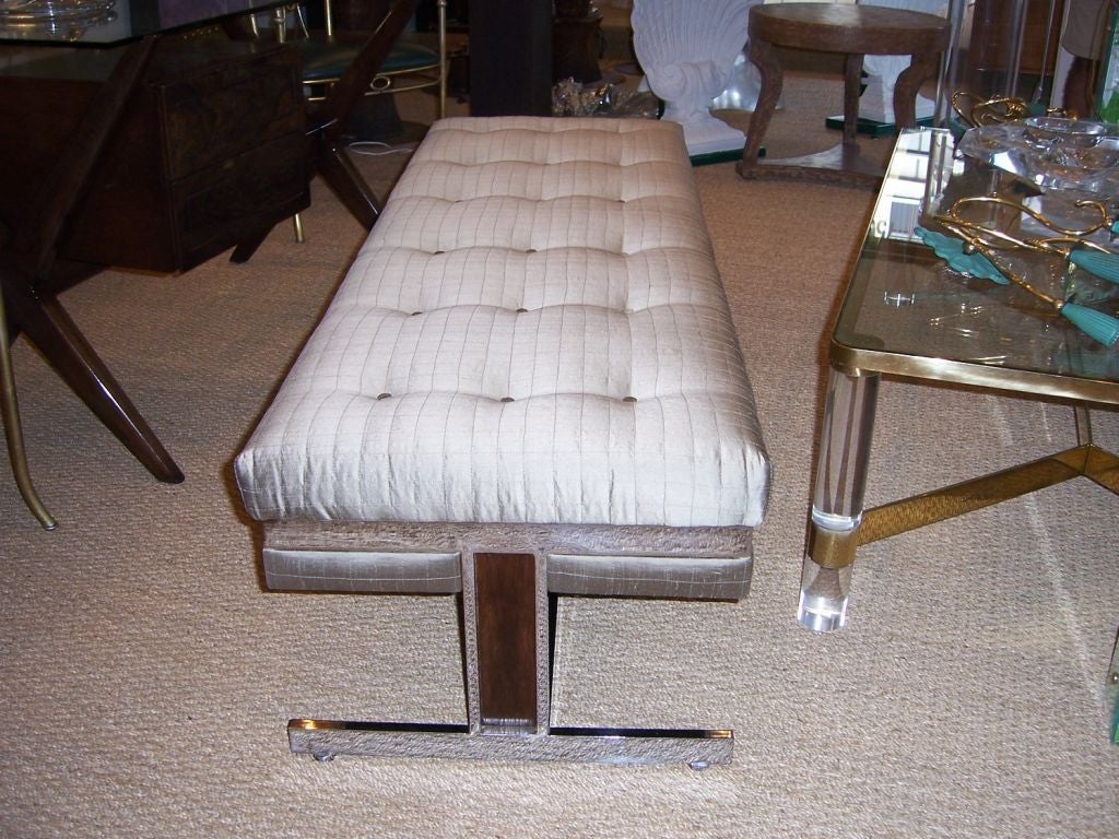 French Modernist Heavy Steel Long Bench